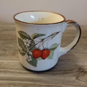 Vintage Japanese Stoneware Strawberry Mug 1970s